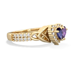 Lab Sapphire Celtic Knot Two Hearts As One 14K Yellow Gold ring R2644HRT