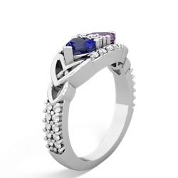 Lab Sapphire Sparkling Celtic Knot 14K White Gold ring R2645