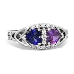 Lab Sapphire Sparkling Celtic Knot 14K White Gold ring R2645