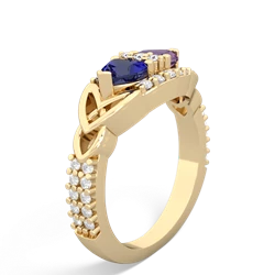 Lab Sapphire Sparkling Celtic Knot 14K Yellow Gold ring R2645