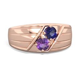 Lab Sapphire Men's Streamline 14K Rose Gold ring R0460