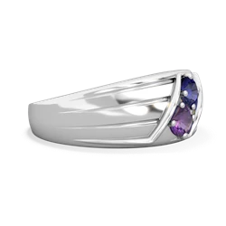 Lab Sapphire Men's Streamline 14K White Gold ring R0460