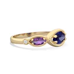 Lab Sapphire Milgrain Marquise 14K Yellow Gold ring R5700