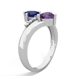 Lab Sapphire Heart To Heart 14K White Gold ring R2064