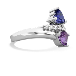 Lab Sapphire Heart To Heart 14K White Gold ring R2064