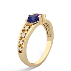 Lab Sapphire Heart To Heart 14K Yellow Gold ring R3342