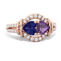 Lab Sapphire Art-Deco Keepsake 14K Rose Gold ring R5630