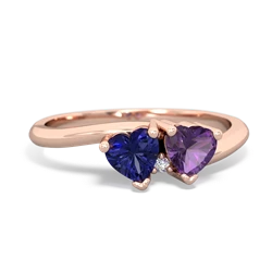 Lab Sapphire Sweethearts 14K Rose Gold ring R5260