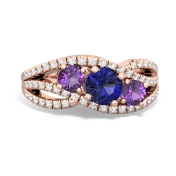 Lab Sapphire Three Stone Aurora 14K Rose Gold ring R3080