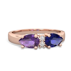 Lab Sapphire Pear Bowtie 14K Rose Gold ring R0865