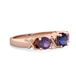 Lab Sapphire Hugs And Kisses 14K Rose Gold ring R5016