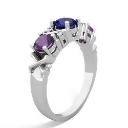 Lab Sapphire Hugs And Kisses 14K White Gold ring R5016