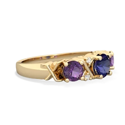 Lab Sapphire Hugs And Kisses 14K Yellow Gold ring R5016