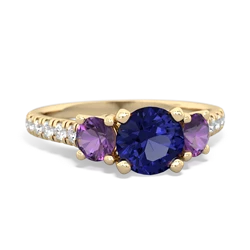 Lab Sapphire Pave Trellis 14K Yellow Gold ring R5500