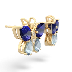 Lab Sapphire Butterfly 14K Yellow Gold earrings E2215