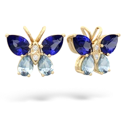 Lab Sapphire Butterfly 14K Yellow Gold earrings E2215