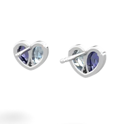 Lab Sapphire 'Our Heart' 14K White Gold earrings E5072