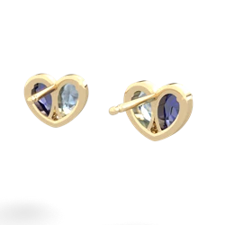 Lab Sapphire 'Our Heart' 14K Yellow Gold earrings E5072