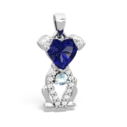 Lab Sapphire Puppy Love 14K White Gold pendant P5800