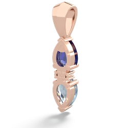 Lab Sapphire Bowtie Drop 14K Rose Gold pendant P0865