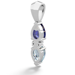 Lab Sapphire Bowtie Drop 14K White Gold pendant P0865