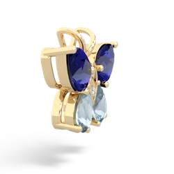 Lab Sapphire Butterfly 14K Yellow Gold pendant P2215