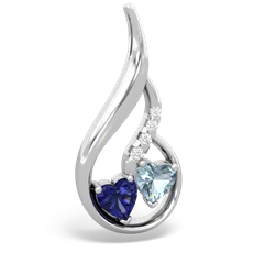 Lab Sapphire Keepsake Curves 14K White Gold pendant P5450