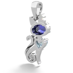 Lab Sapphire Kitten 14K White Gold pendant P5780