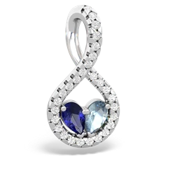 Lab Sapphire Pave Twist 'One Heart' 14K White Gold pendant P5360