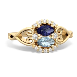 Lab Sapphire Love Nest 14K Yellow Gold ring R5860