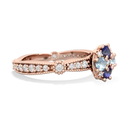 Lab Sapphire Sparkling Tiara Cluster 14K Rose Gold ring R26293RD