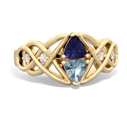 Lab Sapphire Keepsake Celtic Knot 14K Yellow Gold ring R5300