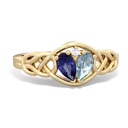 Lab Sapphire Celtic Love Knot 14K Yellow Gold ring R5420