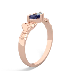 Lab Sapphire 'Our Heart' Claddagh 14K Rose Gold ring R2388