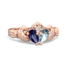 Lab Sapphire 'Our Heart' Claddagh 14K Rose Gold ring R2388