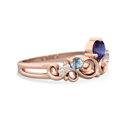 Lab Sapphire Crown Keepsake 14K Rose Gold ring R5740