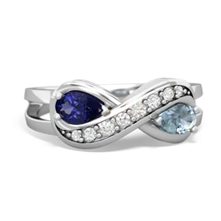 Lab Sapphire Diamond Infinity 14K White Gold ring R5390