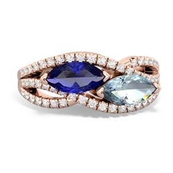 Lab Sapphire Diamond Rivers 14K Rose Gold ring R3070