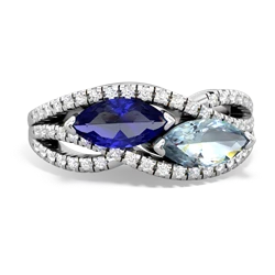 Lab Sapphire Diamond Rivers 14K White Gold ring R3070