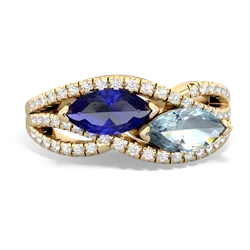 Lab Sapphire Diamond Rivers 14K Yellow Gold ring R3070