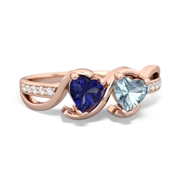 Lab Sapphire Side By Side 14K Rose Gold ring R3090