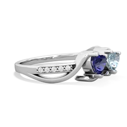 Lab Sapphire Side By Side 14K White Gold ring R3090