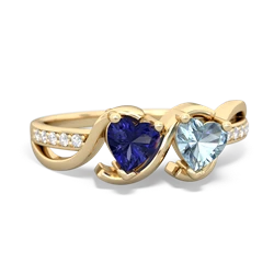 Lab Sapphire Side By Side 14K Yellow Gold ring R3090