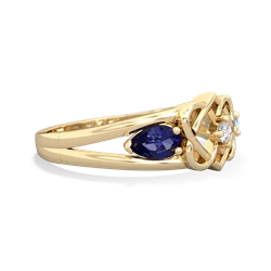 Lab Sapphire Hearts Intertwined 14K Yellow Gold ring R5880