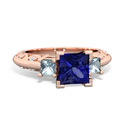 Lab Sapphire Eternal Embrace Engagement 14K Rose Gold ring C2001