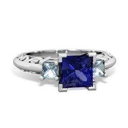 Lab Sapphire Eternal Embrace Engagement 14K White Gold ring C2001