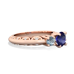 Lab Sapphire Art Deco Eternal Embrace Engagement 14K Rose Gold ring C2003