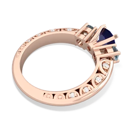 Lab Sapphire Art Deco Eternal Embrace Engagement 14K Rose Gold ring C2003