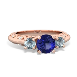 Lab Sapphire Art Deco Eternal Embrace Engagement 14K Rose Gold ring C2003