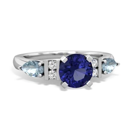 Lab Sapphire 6Mm Round Eternal Embrace Engagement 14K White Gold ring R2005